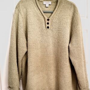 CJ Banks V-Neck Sweater in Olive Green